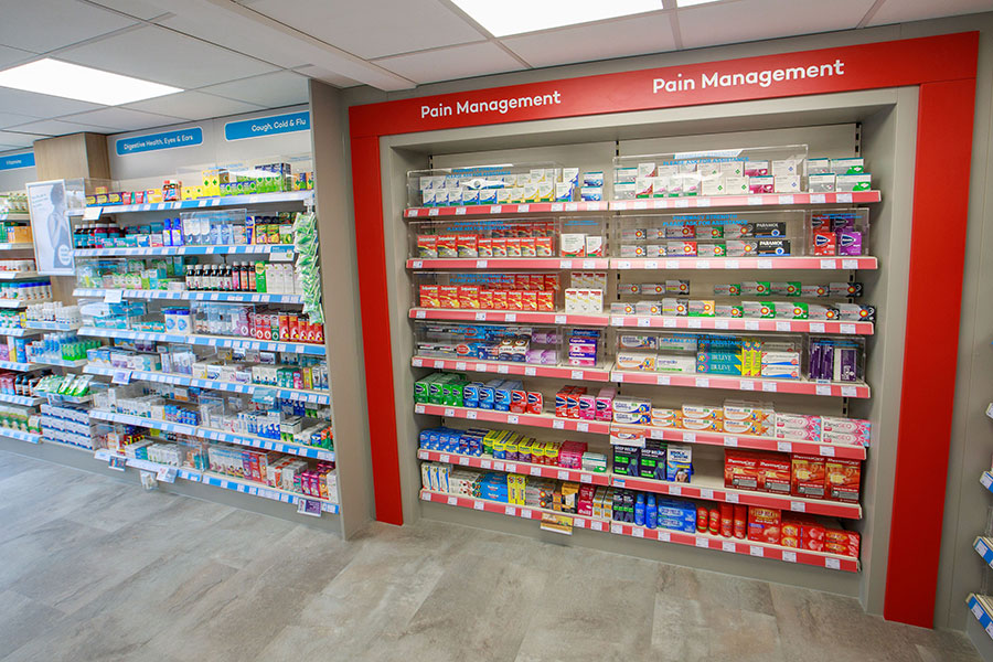 Pain management section in Pharmacy